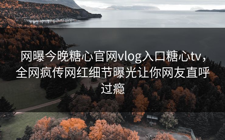 网曝今晚糖心官网vlog入口糖心tv，全网疯传网红细节曝光让你网友直呼过瘾