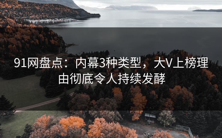 91网盘点：内幕3种类型，大V上榜理由彻底令人持续发酵