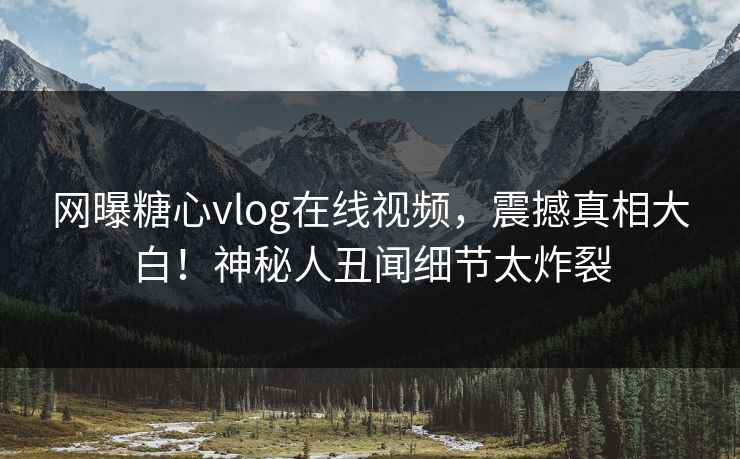 网曝糖心vlog在线视频，震撼真相大白！神秘人丑闻细节太炸裂