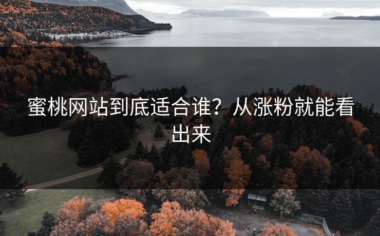 蜜桃网站到底适合谁?从涨粉就能看出来 蜜桃网站到底适合谁?从涨粉就能看出来
