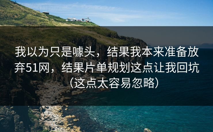 我以为只是噱头，结果我本来准备放弃51网，结果片单规划这点让我回坑（这点太容易忽略）